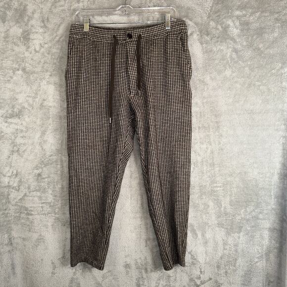 Todd Snyder Other - Todd Snyder Wool Blend Trouser Men Med 25" Houndstooth Brown Drawstring Pant